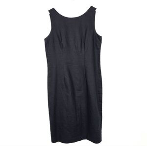 Vintage Susan Bennett Black Sleeveless V-Back Sheath Dress Size 14